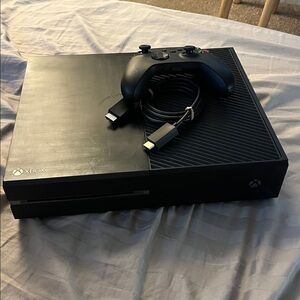 Black Gaming Console with Controller